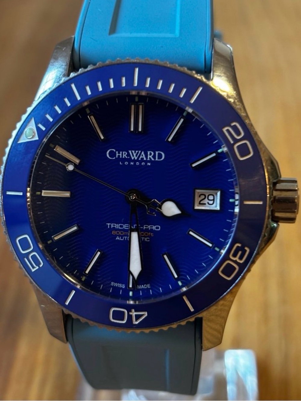 Christopher Ward C60 Trident Pro 600–Blue Wave Dial